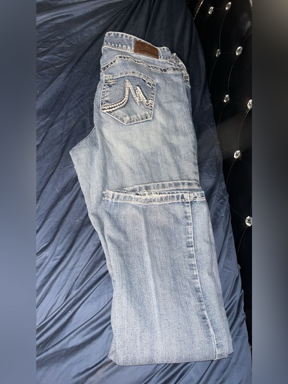 Maurices Light Blue Boot Cut Jeans with Embroidered Pocket
